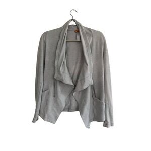 Lucy Brand Athleisure Open Cardigan Sweatshirt Size Small Light Gray